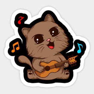 Rockin' Riffs: Cat Playing the Guitar - Musical Tee for Cat Lovers Sticker